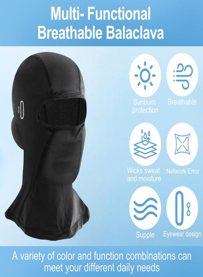 aeloer Summer Balaclava Face Mask, Cooling Ice Silk Face Mask of Sun UV Protection, Motorcycle Balaclava with Glasses Holes, Ski Mask for Men Women Black - Image 2