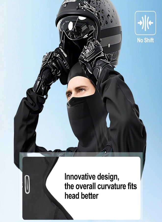 aeloer Summer Balaclava Face Mask, Cooling Ice Silk Face Mask of Sun UV Protection, Motorcycle Balaclava with Glasses Holes, Ski Mask for Men Women Black - Image 3