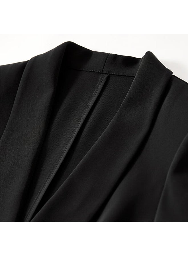 Sentubila Elegant Commuter Premium Women's Suit New Year Office Blazer And Straight Skirt Two-piece Set Black S - Image 4