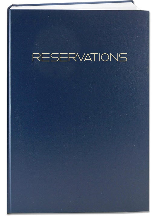 BookFactory Restaurant Reservations Book 365 Day Table Dinner Reservations 408 Pages 8 78 x 13 12 Blue Imitation Leather Section Sewn Hardbound LOG408OCSALBT79Reservations