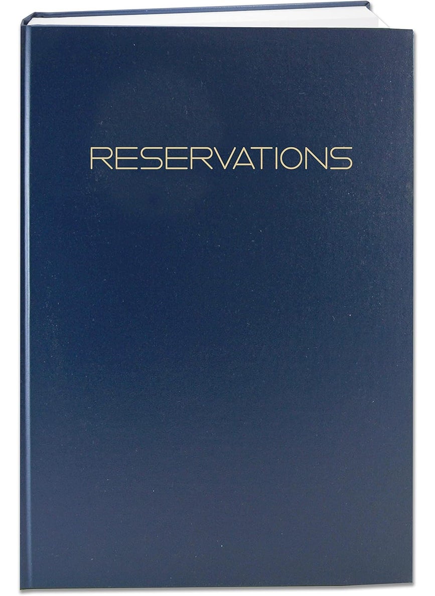 BookFactory BookFactory Restaurant Reservations Book 365 Day Table Dinner Reservations 408 Pages 8 78 x 13 12 Blue Imitation Leather Section Sewn Hardbound LOG408OCSALBT79Reservations  - Image 1