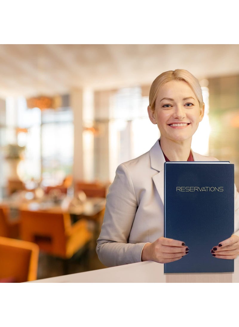 BookFactory BookFactory Restaurant Reservations Book 365 Day Table Dinner Reservations 408 Pages 8 78 x 13 12 Blue Imitation Leather Section Sewn Hardbound LOG408OCSALBT79Reservations  - Image 3