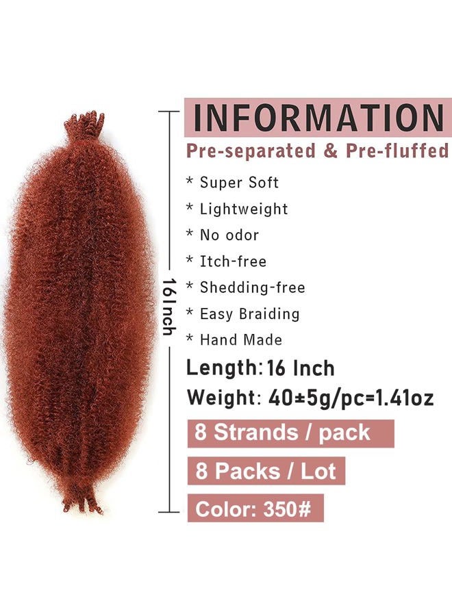 Xtrend 8 Packs Copper Red Springy Afro Twist Crochet Hair 16 Inch Pre-Separated Spring Twist Hair Marley Crochet Braiding For Distressed Soft Locs Hair Extension For Women (8 Strands/Pack,350#) - Image 2