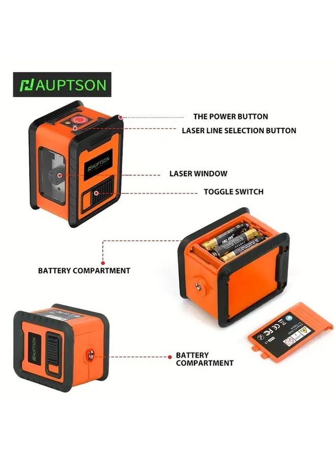 AUPTSON ذاتية التسوية 2 خط ليزر مستوى أخضر صليب مدمجة سطوع قابل للتعديل لتعليق الصور مجموعة برتقالية للسباكة المنزلية - Image 3