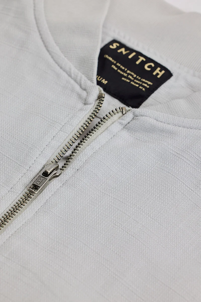 SNITCH Light Grey Textured Relaxed Fit Jacket