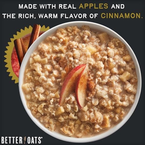 Better Oats 100 Calorie Apples and Cinnamon Oatmeal Packets, Instant Breakfast with Flax Seeds and Natural Apple-Cinnamon Flavor, Quick Cooking, Box of 10 Pouches (Pack of 6) - Image 4