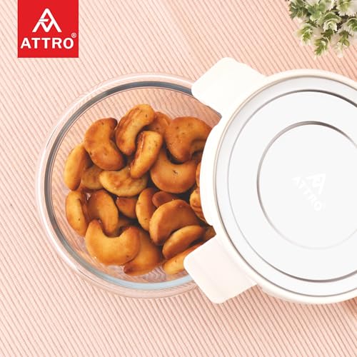 ATTRO Glassox Borosilicate Round Glass Lunch Box with Stainless Steel Lid Food Storage Container Microwave & Freezer Safe BPA-Free Food-Grade 400ml - Image 3