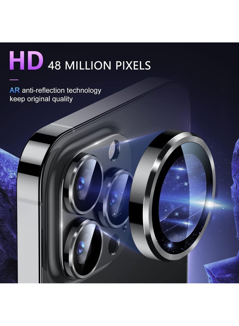 كابتن تيك واقي عدسة الكاميرا لهاتف iPhone 15 Pro/iPhone 15 Pro Max 【حماية من السقوط】 غطاء كاميرا من الزجاج المقوى 9H حافظة حلقة معدنية مقاومة للخدش وسهلة التركيب - Image 4
