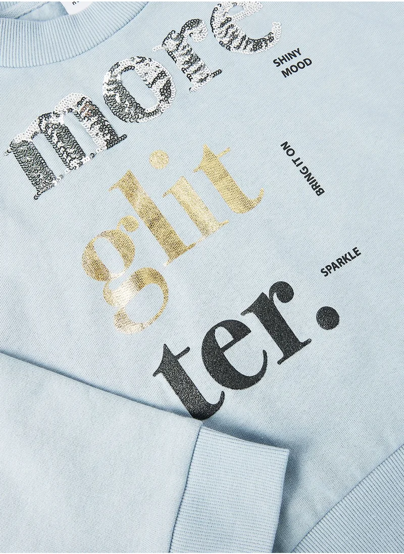 NAME IT Kids Organic Sequin Sweatshirt