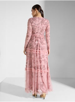 Maya Long Sleeve Round Neck Embellished Modest Maxi Dress  - Image 2