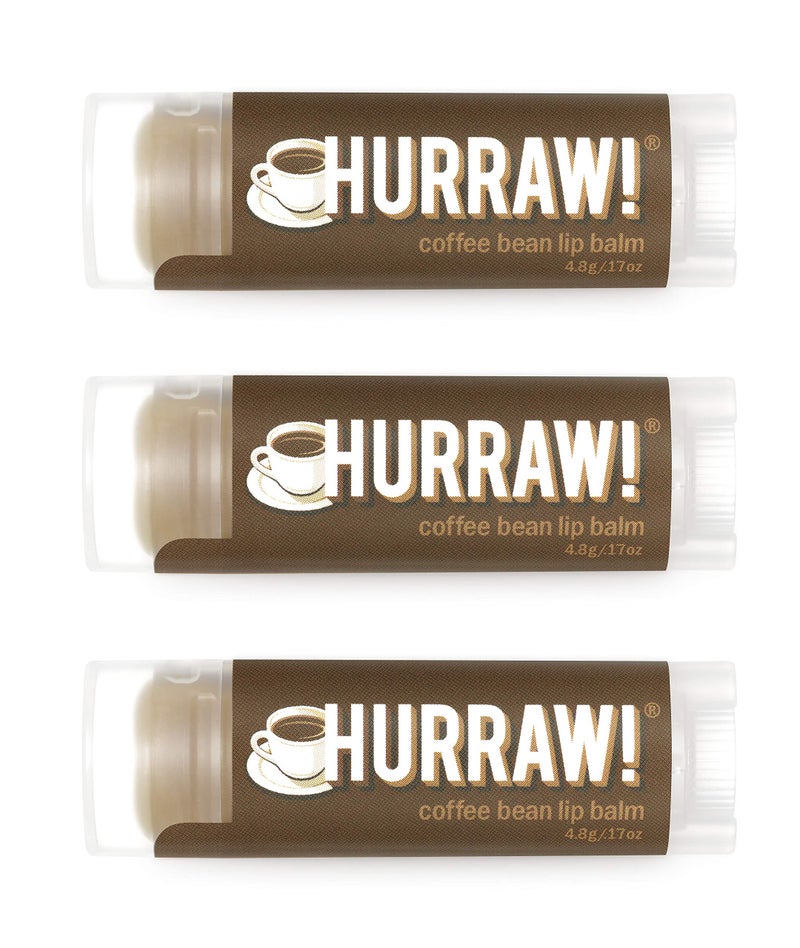 Hurraw Coffee Bean Lip Balm 3 Pack Organic Certified Vegan Cruelty and Gluten Free NonGMO 100 Natural Ingredients Bee Shea Soy and Palm Free Made in USA