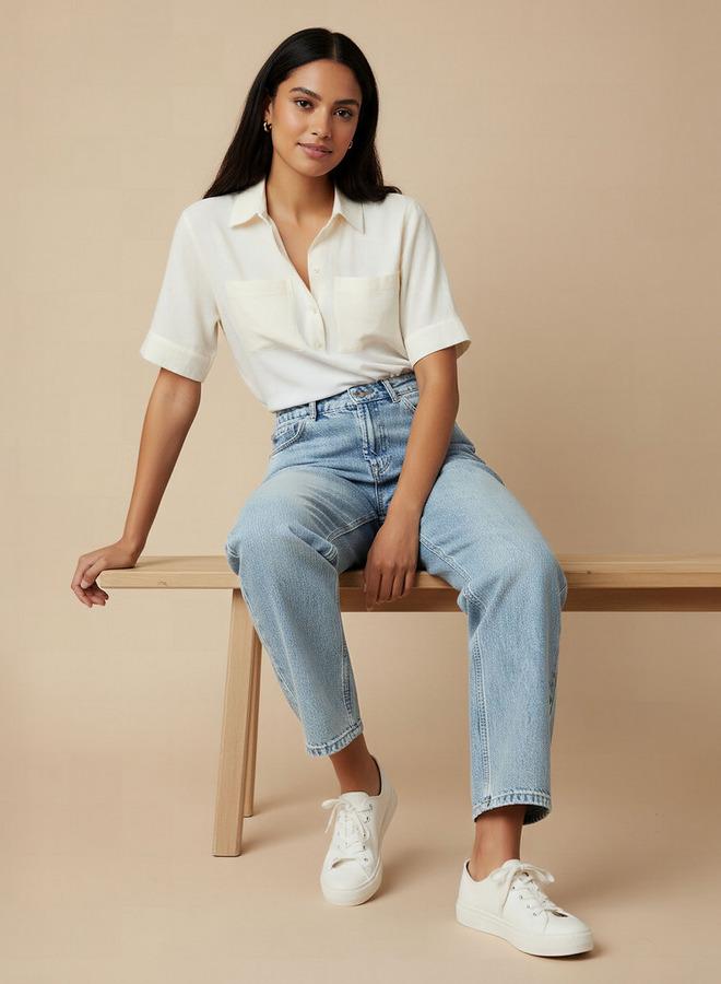 لي كوبر جينز لي كوبر قطن مستقيم بخصر مرتفع وجيوب - Image 2