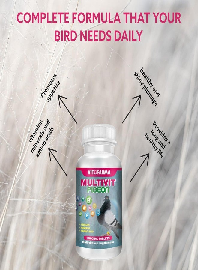VITOFARMA MULTIVIT Pigeon para palomas 100 Tabs Vitamins Minerals Aminoacids for Racing Pigeons Show Pigeons Rollers Supplement for Birds - Image 3