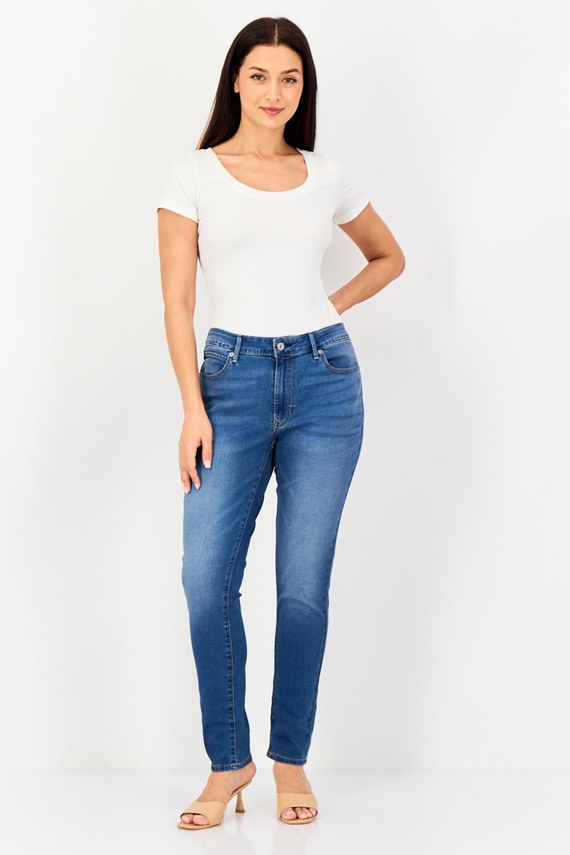 Levi's Women Skinny Fit Washed Denim Jeans, Blue - Image 2