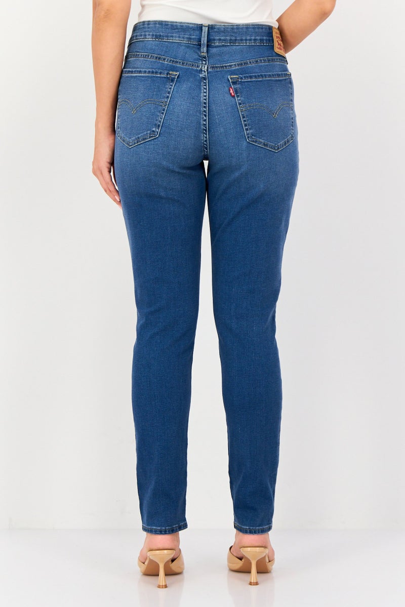 Levi's Women Skinny Fit Washed Denim Jeans, Blue - Image 4
