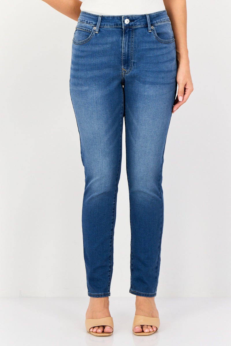 Levi's Women Skinny Fit Washed Denim Jeans, Blue - Image 1