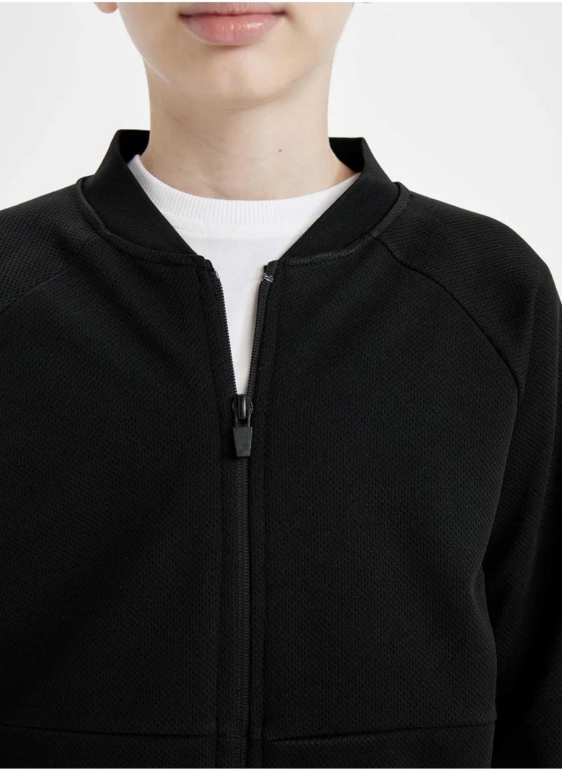 DeFacto Bomber Jacket With Zip-Up And Double Pockets Thin Lightweight Seasonal