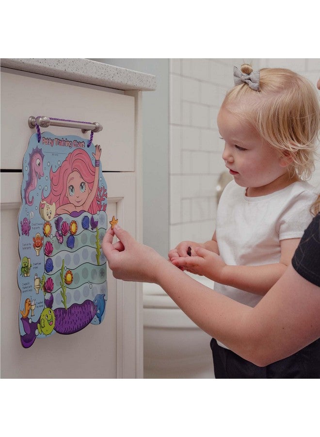 Putska Potty Training Reward Chart - Potty Training Chart with 35 Reusable Stickers, Crown, and Instructional Stickers - Mermaid - Image 5