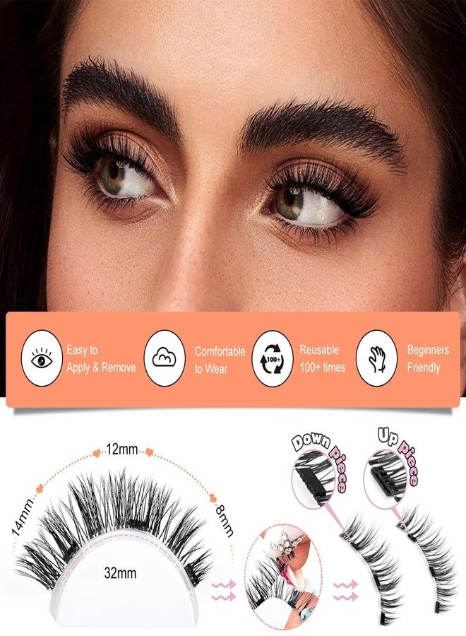 CESITRA 1Pair Magnetic Eyelashes Natural Look Reusable Cat Eye Magnetic Lashes with Applicator Magnetic Eyelashes Kit without Eyeliner Wispy Clear Band False Eyelashes No Glue Needed - Image 2