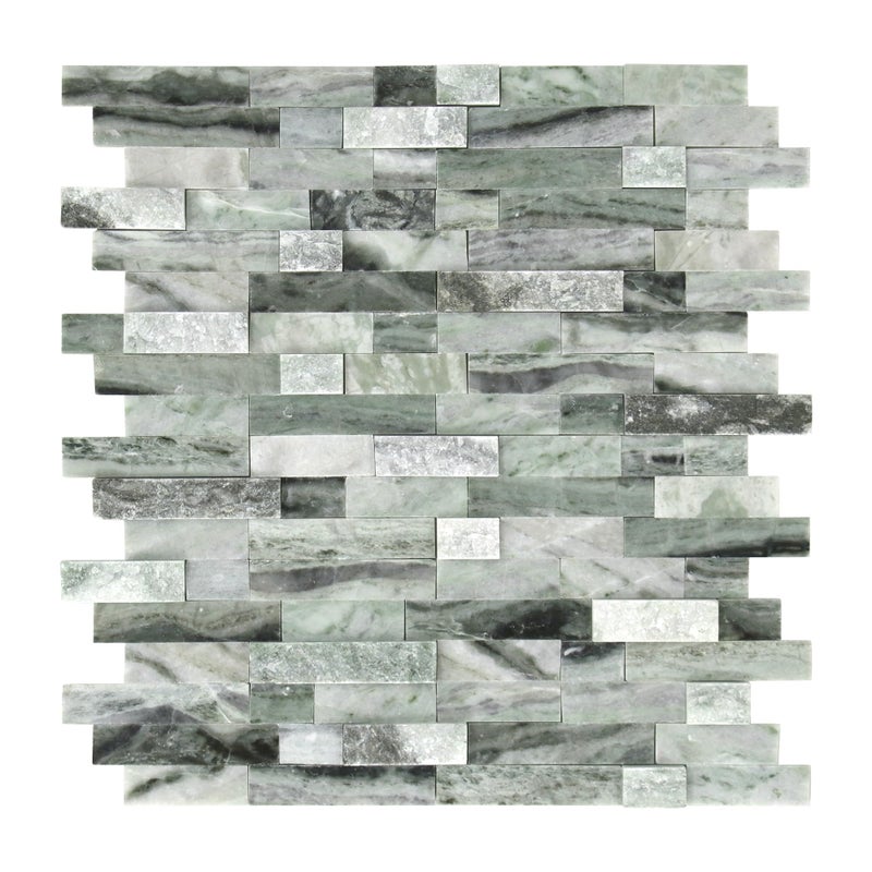 SUNWINGS 5-Sheet Peel and Stick Mosaic Natural 3D Stone Self Adhesive Marble Tiles, 11.5" x 10.7" Stick on Backsplash for Kitchen Bathroom Fireplace Vanity, Emerald Green - Image 1