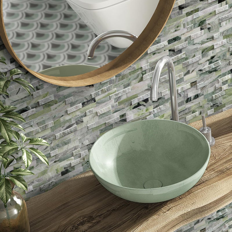 SUNWINGS 5-Sheet Peel and Stick Mosaic Natural 3D Stone Self Adhesive Marble Tiles, 11.5" x 10.7" Stick on Backsplash for Kitchen Bathroom Fireplace Vanity, Emerald Green - Image 4