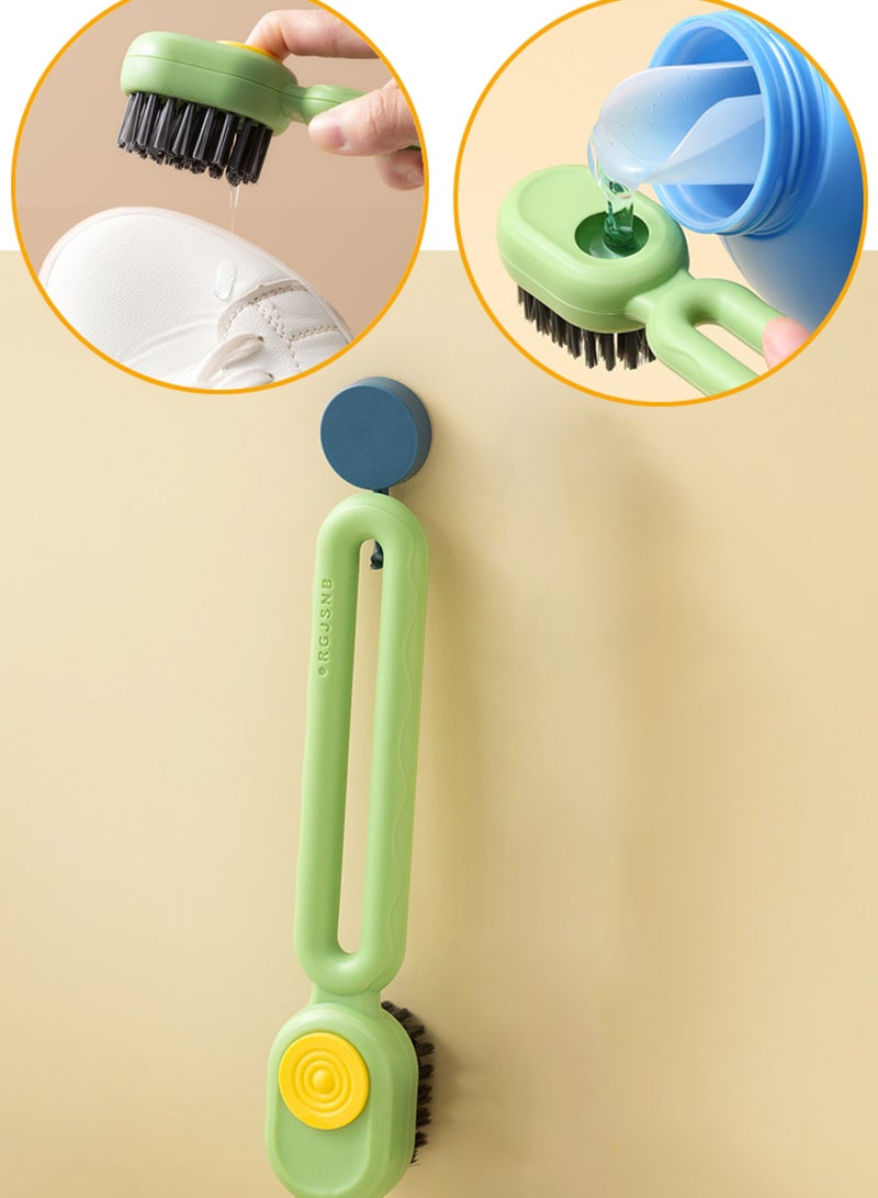 Liquid shoe brush, multi-functional shoe washing brush, household press liquid soft bristle laundry cleaning brush Green  - Image 1