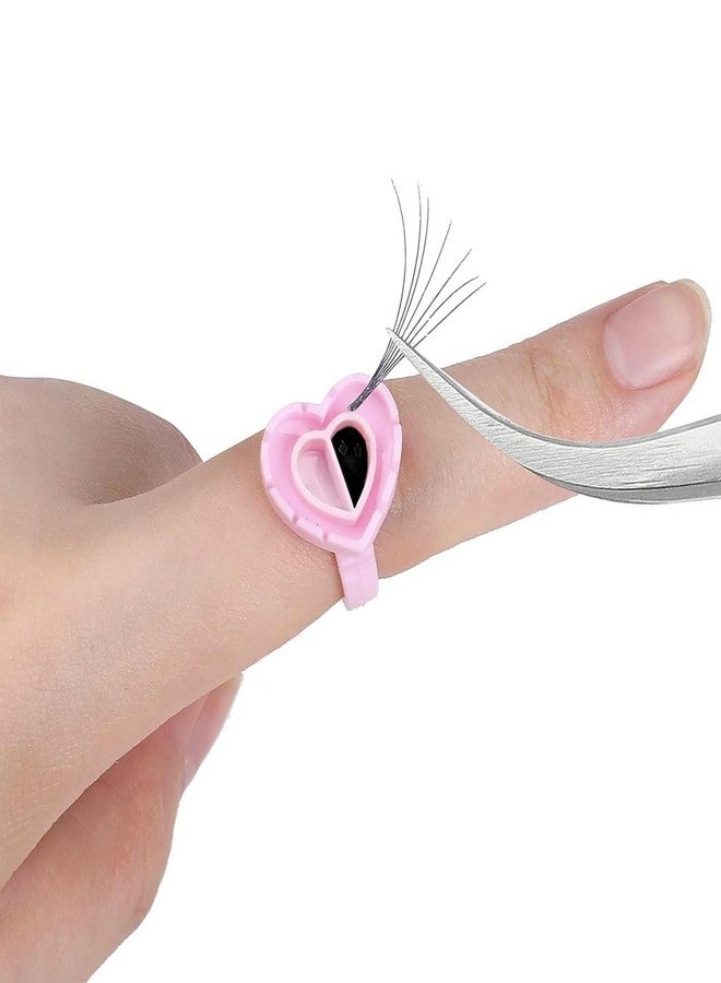 Studio Limited Eyelash Extension Glue Ring (100 PCS) Disposable Heart Shape Glue Cups Holder for Smart Lash Fans and Blossoms in Pink Lash Extension Supplies for Volume Lashes Lovely Disposable Rings - Image 2