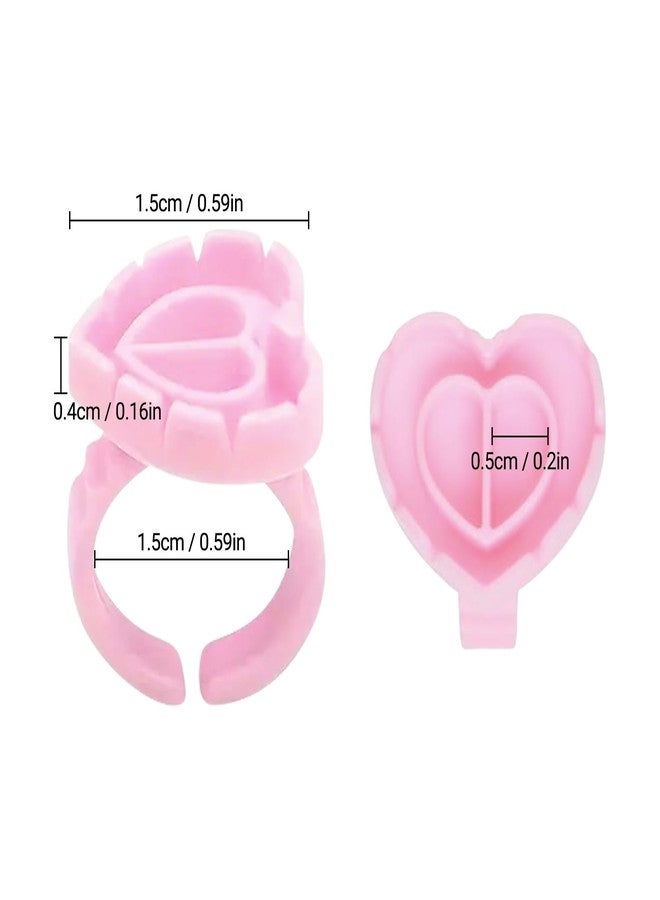 Studio Limited Eyelash Extension Glue Ring (100 PCS) Disposable Heart Shape Glue Cups Holder for Smart Lash Fans and Blossoms in Pink Lash Extension Supplies for Volume Lashes Lovely Disposable Rings - Image 4