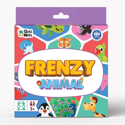 GiniMini Animal Frenzy – 57 Animal-Themed Educational Cards for Kids 3+ | Vocabulary & Matching Skill Builder | Fast Observation Game for Toddlers | Family & Travel-Friendly Learning Toy - Image 1