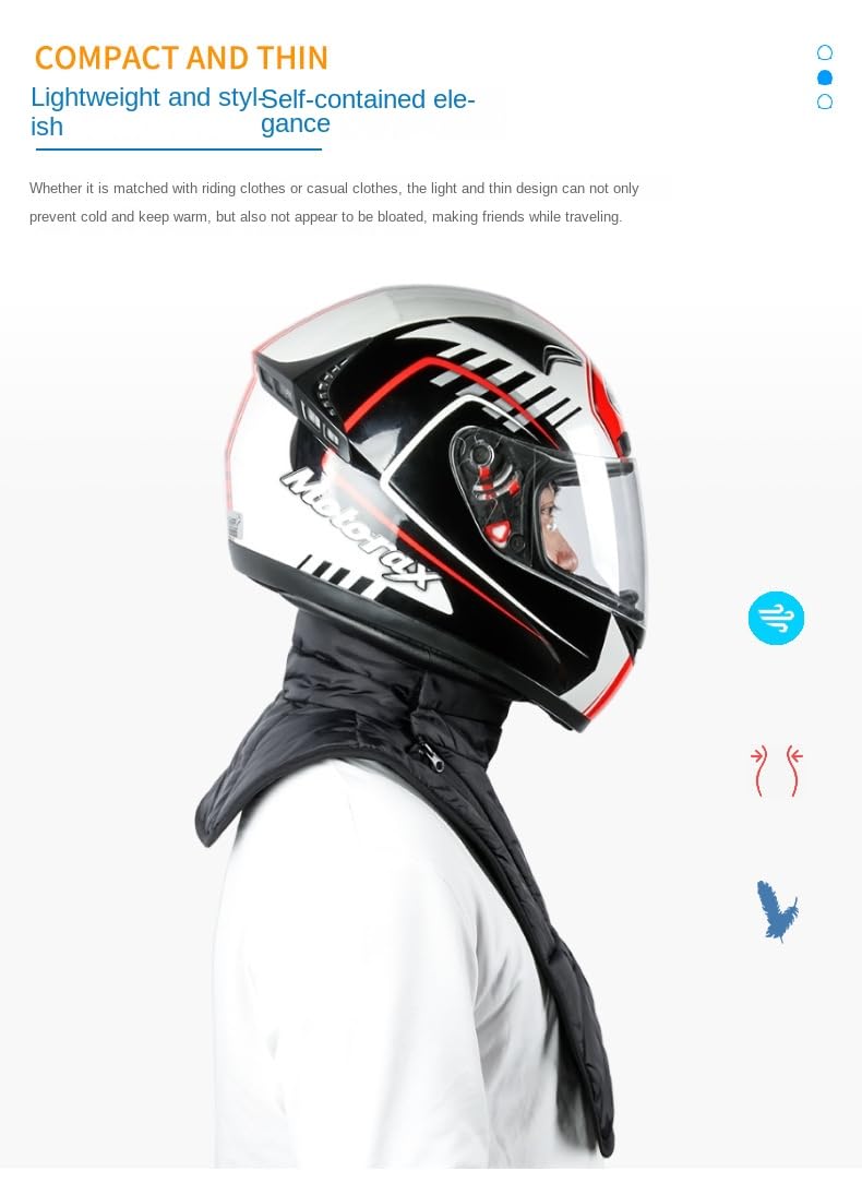mjmoto Winter Thermal Neck Scarf - Motorcycle Face Mask and Windproof Cycling Balaclava for Men and Women - Waterproof Chest Neck Warmer with Full Face Coverage and Breathable Fabric (Black-Long) - Image 4