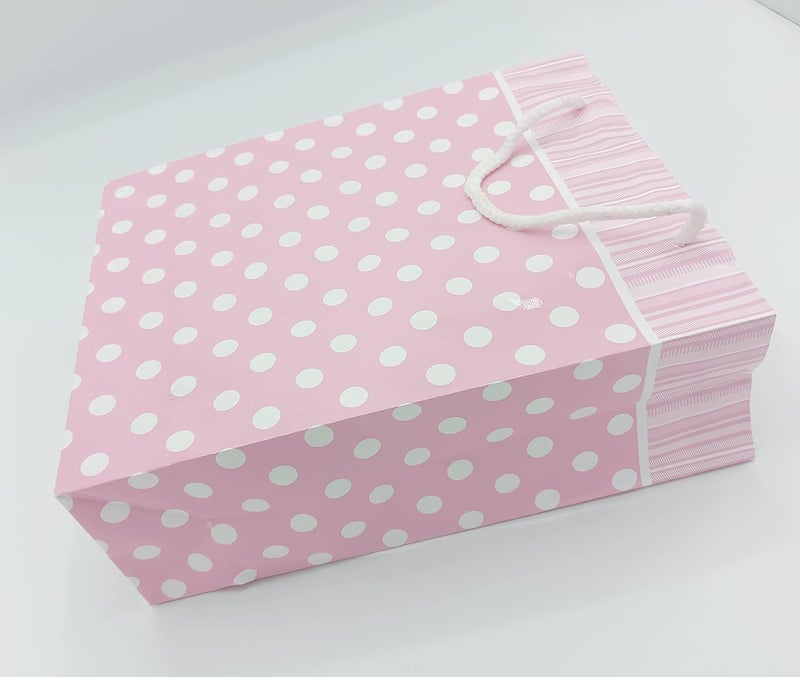 Gold Leaf GOLD LEAF Small Polka Dot Paper Bags,Gift Carry Paper Bags,Return Gift Carry Paper Bags,LXWXH:17.5X7.5X22Cm (Pack Of 10Pcs, Light Pink)  - Image 4
