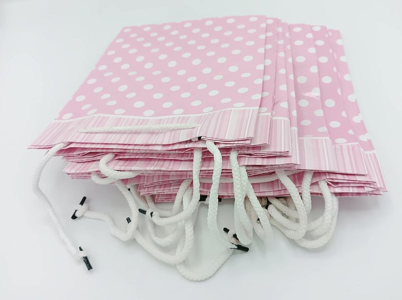 Gold Leaf GOLD LEAF Small Polka Dot Paper Bags,Gift Carry Paper Bags,Return Gift Carry Paper Bags,LXWXH:17.5X7.5X22Cm (Pack Of 10Pcs, Light Pink)  - Image 5