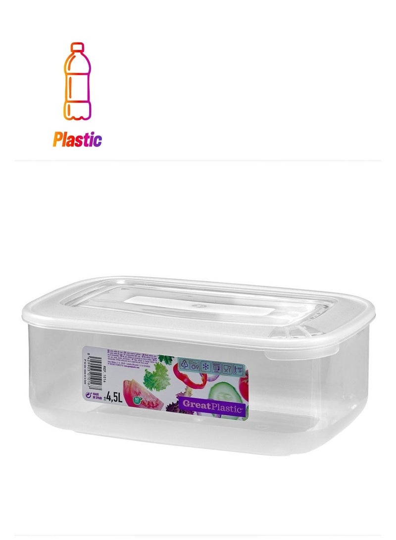 جريت بلاستيك حافظة طعام بلاستيك 4.5 ليتر إسباني شفافة لتخزين الطعام آمنة في المايكرويف وغسالة الصحون والفريزر في المطبخ - Image 3