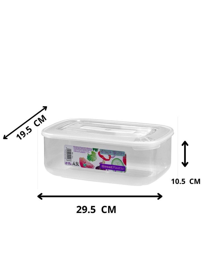جريت بلاستيك حافظة طعام بلاستيك 4.5 ليتر إسباني شفافة لتخزين الطعام آمنة في المايكرويف وغسالة الصحون والفريزر في المطبخ - Image 4