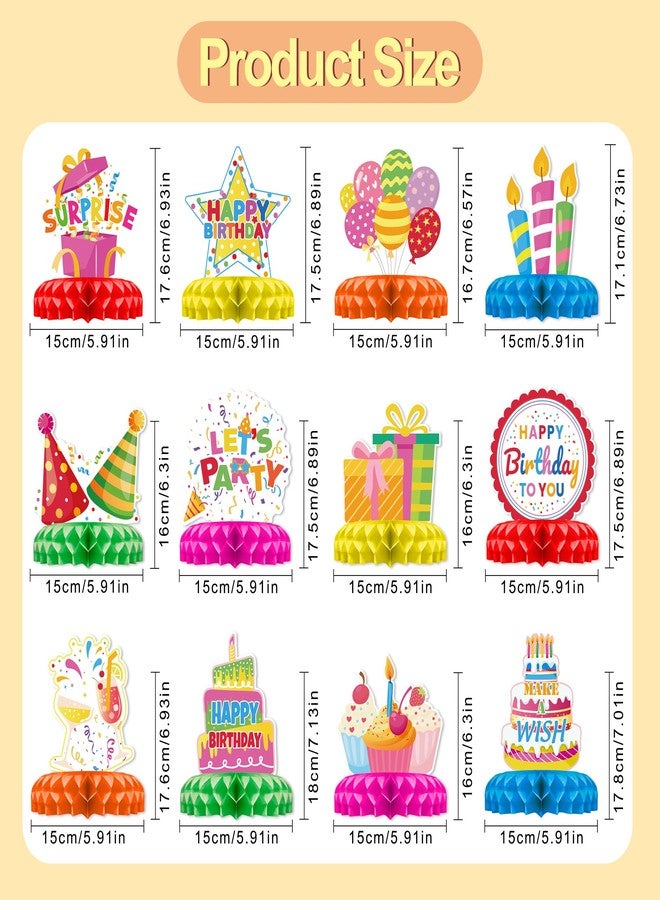 TMTECHJS 12 Pcs Birthday Table Decorations Colorful Birthday Centerpieces for Tables Happy Birthday Decorations Honeycomb Centerpieces Decor for Kids Happy Birthday Party Supplies - Image 2