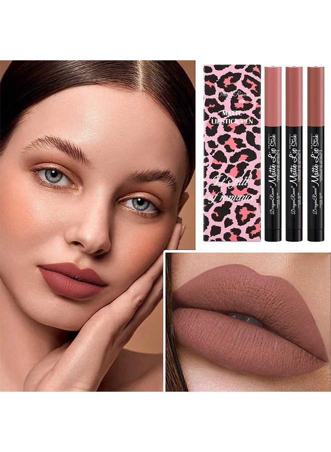 راني دراجون 3 قطع مجموعة أحمر الشفاه العارية ، أحمر الشفاه غير اللامع ، لمعان الشفاه غير اللامع ، وصمة عار الشفاه الشفاه المخملية ، شفاه لامع الشفاه المطول للماء للنساء للنساء - Image 2