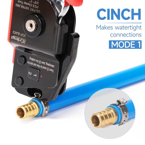 iCrimp ICP-BJ03 PEX Clamp Tool for Cinch and Removal of 3/8-in, 1/2-in, 3/4-in and 1-in PEX Clamp Rings, One-handed PEX Crimping Tool - Image 3