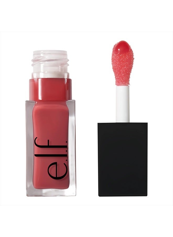 elf زيت شفاه متألق، زيت شفاه ملون مغذي لإنهاء لامع، مدعوم بزيت الجوجوبا، نباتي وخالي من القسوة، روز إنفي - Image 1