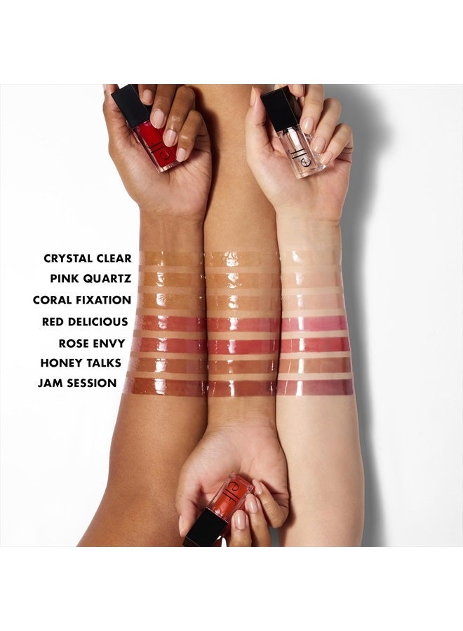 elf زيت شفاه متألق، زيت شفاه ملون مغذي لإنهاء لامع، مدعوم بزيت الجوجوبا، نباتي وخالي من القسوة، روز إنفي - Image 3