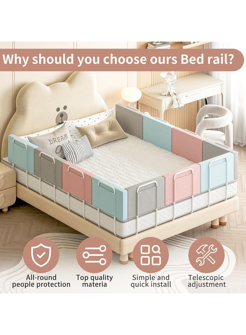 AUTOYSUR Bed rails for toddler,Bed rail guard for kids,Upgrade reinforced safety soft fence protector,Height adjustable bed guard rail,Bed safety barrier protection,Grey - Image 3