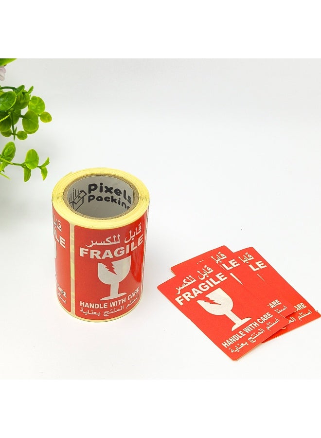 PixelsPackaging Fragile Warning Label Roll Rectangular Design 150 Safe Shipping Labels for Packing Boxes and Luggage 5x7.5cm - Image 3