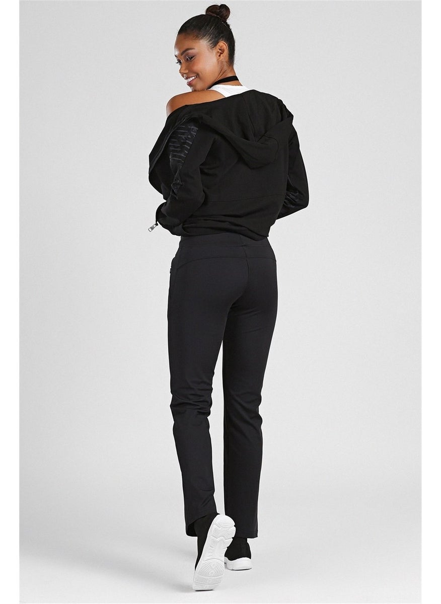 Tommy Life Classic Pocket Zipper Black Women's Tracksuit Bottoms  - Image 2