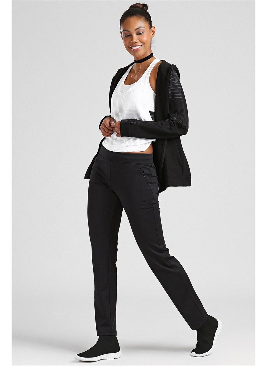 Tommy Life Classic Pocket Zipper Black Women's Tracksuit Bottoms  - Image 5