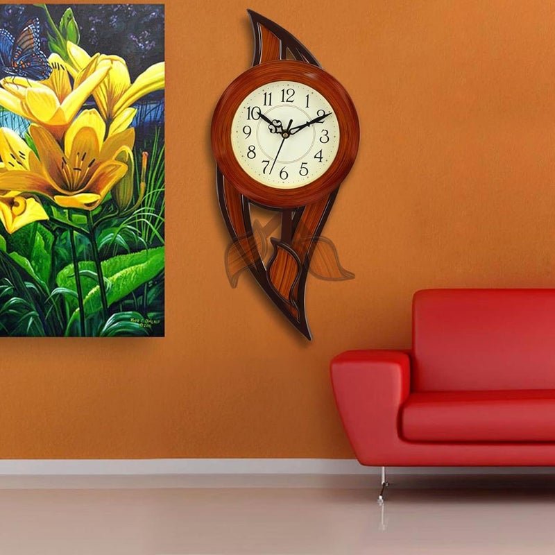 Harbour Analog Latest Stylish New Models Wall Clock with Pendulum for Home Living Room Hall Bedroom Size Height 425 CM X Width 175 CM Home Decor Big Size Wall Clock MJ 18 SLMG 1 - Image 1