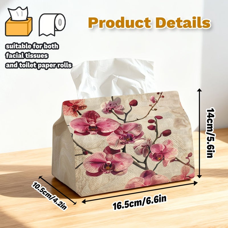 Elegant Orchid Print Fabric Tissue Holder Decorative Kitchen Bedroom Home Decor Model A - Image 3