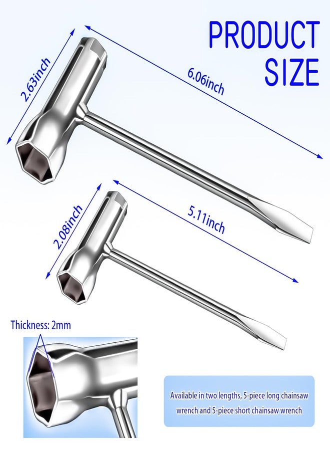 MotBach 10 PCS Chainsaw Scrench Replacement Tools, Screwdriver Chainsaw Wrench Tool Accessories Set,Alloy Steel T Wrench Spanner Combination Tool,Long and Short Size,13 by 19 mm - Image 2