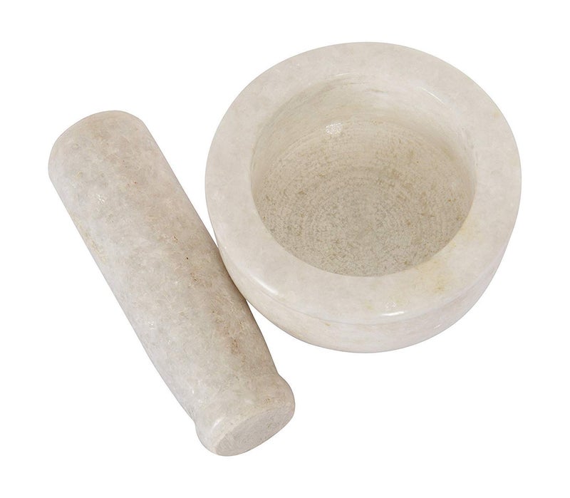 SAMEER SALES White Mortar and Pestal Set Kharad Masher Spice Maxer for Medicine 3 inches
