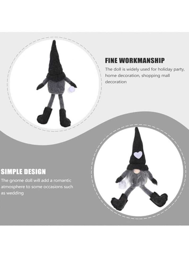 AUTOYSUR مجموعة زينة سانتا غنوم بلا وجه لعيد الميلاد عدد 2، دمية بلا وجه من القماش معلقة، قهوة مطحونة يدويًا، غنومز سانتا إلف سويدي مصنوع يدويًا، زينة طاولة، ديكورات منزلية (أسود) - Image 4