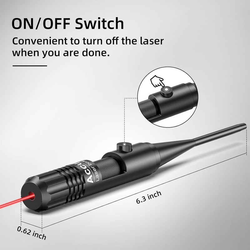 EZshoot Bore Sight Kit for .17 to 12GA Calibers BoreSighter with Button Switch Red Laser Bore Sight - Image 4