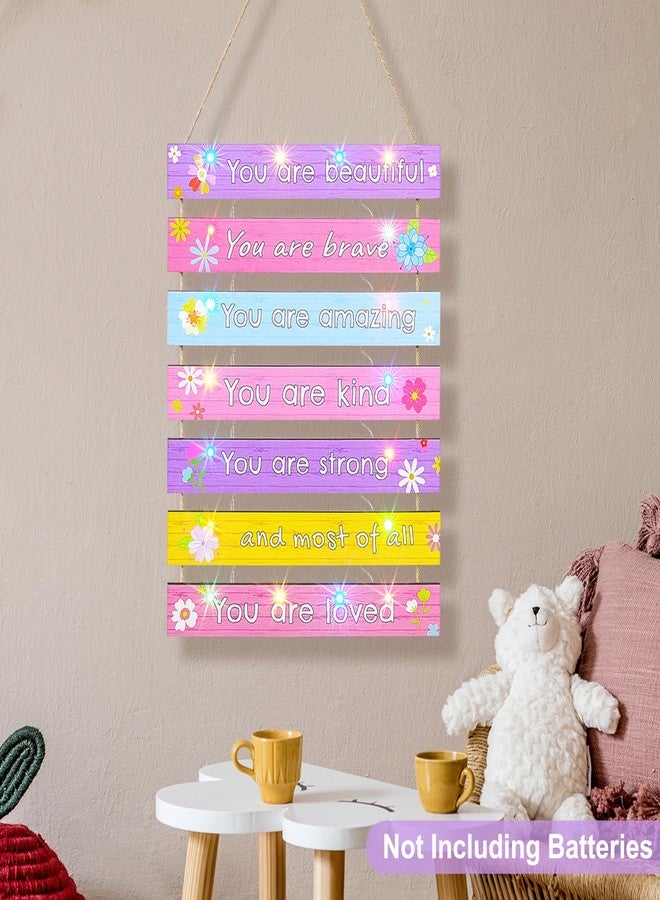 FIOBEE Girls Room Décor for Teen Girls with LED Light Nursery Wall Décor for Bedroom Motivational Inspirational Wall Art Girl Room Decoration for Kids Living Room, 8 Kinds of Lights, Colorful Flower - Image 5